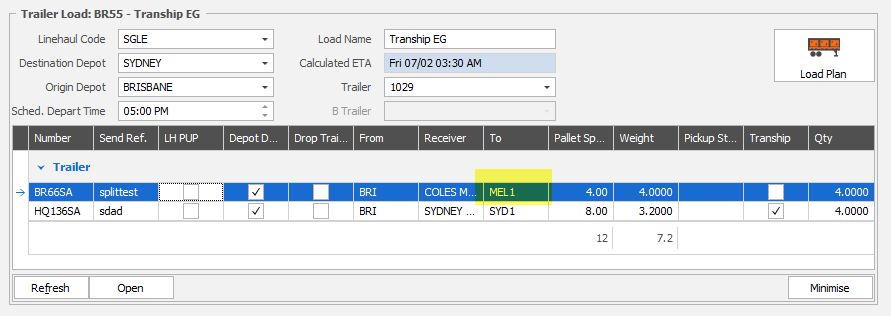 Linehaul Console - Tranship Functionality